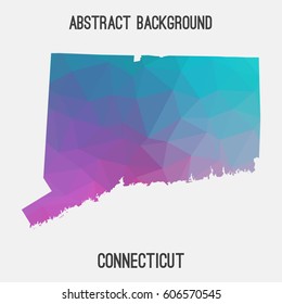 Connecticut map in geometric polygonal,mosaic style.Abstract tessellation,modern design background,low poly. Vector illustration.