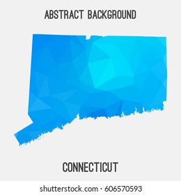 Connecticut map in geometric polygonal,mosaic style.Abstract tessellation,modern design background,low poly. Vector illustration.