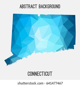 Connecticut map in geometric polygonal,mosaic style.Abstract tessellation,modern design background,low poly. Vector illustration.