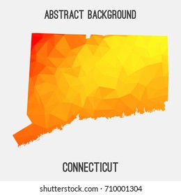 Connecticut map in geometric polygonal,mosaic style.Abstract tessellation,modern design background,low poly. Vector illustration.