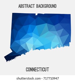 Connecticut map in geometric polygonal,mosaic style.Abstract tessellation,modern design background,low poly. Vector illustration.