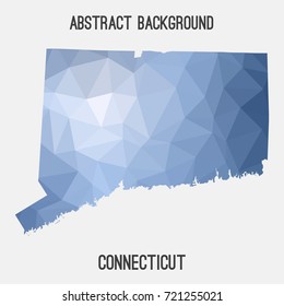 Connecticut map in geometric polygonal,mosaic style.Abstract tessellation,modern design background,low poly. Vector illustration.