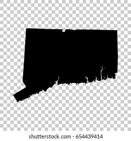 Connecticut map isolated on transparent background. Black map for your design. Vector illustration, easy to edit.