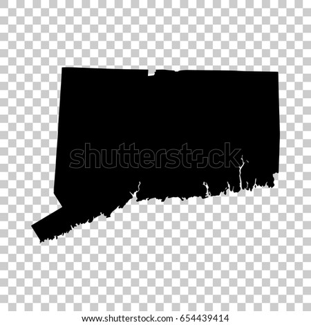 Connecticut map isolated on transparent background. Black map for your design. Vector illustration, easy to edit.