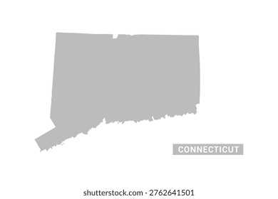 Connecticut map - Minimal Flat Vector Illustration in Black and Gray, Isolated on White Background, Ideal for Infographics, Educational Use, Reports, and Presentations.