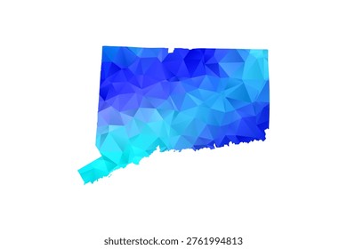 Connecticut map - Polygon Style Vector Illustration in Blue Gradient, Low Poly Geometric Design, Isolated on White Background, Perfect for Infographics, Education, and Modern Presentations.