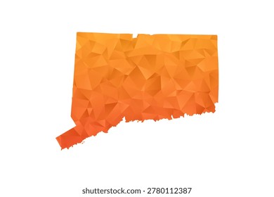 Connecticut Map - Polygon Style Vector Illustration in Orange Gradient, Low Poly Geometric Design, Isolated on White Background for Infographics and Education.