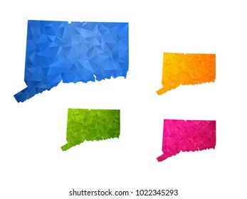 Connecticut map - Set of geometric rumpled triangular low poly style gradient graphic background , polygonal design for your ,Vector eps 10.