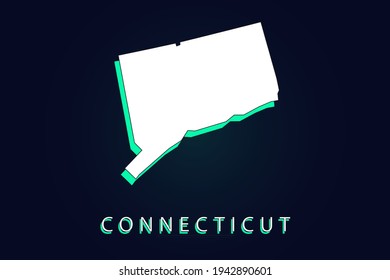 Connecticut Map - USA, United States of America map, World map vector template with green and white  color gradient isolated on dark background - Vector illustration eps 10