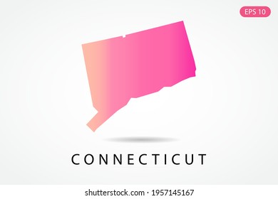 Connecticut Map - USA, United States of America map, World Map International vector template with Pink gradient color isolated on white background - Vector illustration eps 10