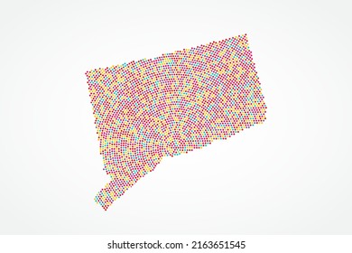 Connecticut Map - USA, United States of America map vector template with colorful dots, grid, grunge, halftone style isolated on white background for design - Vector illustration eps 10