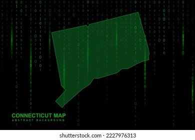 Connecticut Map - USA, United States of America Map vector template with Matrix green binary computer code background including light for design, hacker concept - Vector illustration eps 10