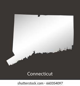 Connecticut map,border with chrome,metal shine gradient. Vector illustration