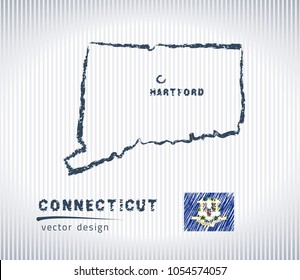 Connecticut national vector drawing map on white background
