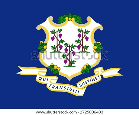 Connecticut official state flag. Part of The United States of America. Clean design for print, web, or educational use. Vector illustration.