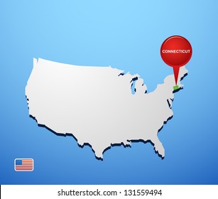 Connecticut on USA map