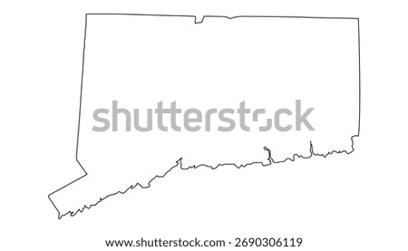 Connecticut outline map. Connecticut USA map vector. Connecticut  map on white background