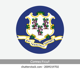 Connecticut Round Circle Flag. CT USA State Circular Button Banner Icon. ALABAMA United States of America State Flag. The Constitution State EPS Vector svg