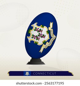 Connecticut Rugby Ball on Rugby Kicking Tees with Modern Design. Illustration perfect for sports, national pride, and rugby-related projects.