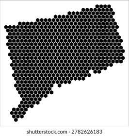 Connecticut simple black and white hexagon map shape template. State plain hexagon cell dots. Connecticut flat honeycomb boundary. Vector Illustration.