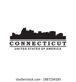 connecticut skyline silhouette vector logo