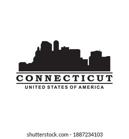 connecticut skyline silhouette vector logo