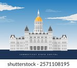 Connecticut State Capitol - Hartford - Stock Illustration as EPS 10 File