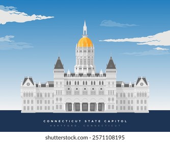 Connecticut State Capitol - Hartford - Stock Illustration as EPS 10 File