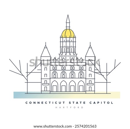 Connecticut State Capitol - Hartford - Stock Illustration as EPS 10 File