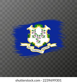 Connecticut state flag in brush style on transparent background. Vector illustration.