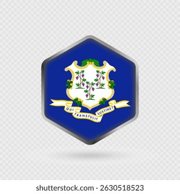 Connecticut State Flag Icon in Hexagon Shape.