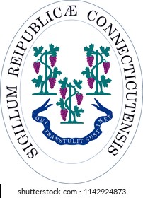Connecticut State Flag Seal Love Heart United States America American Illustration