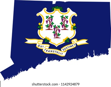 Connecticut State Flag Seal Love Heart United States America American Illustration