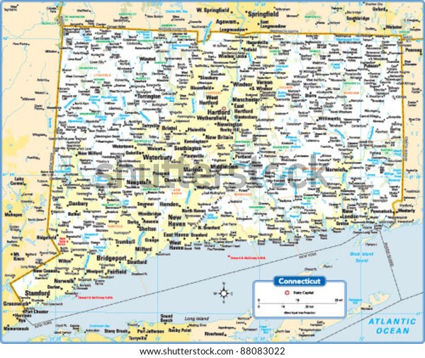 Connecticut State Map Stock Vector (royalty Free) 88083022 