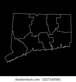 Connecticut state map with counties. Vector illustration.