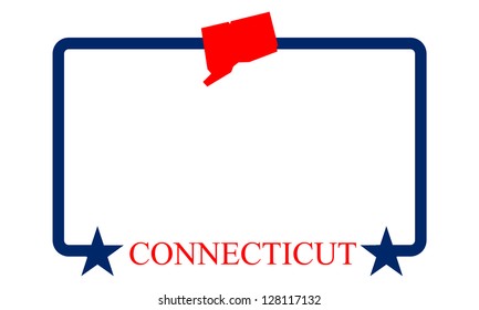 Connecticut state map, frame and name.