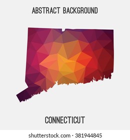 Connecticut state map in geometric polygonal style.Abstract tessellation,modern design background. Vector illustration EPS8