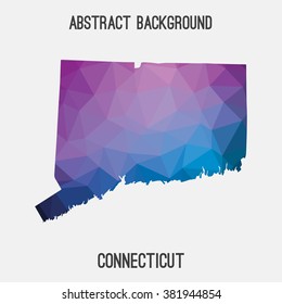 Connecticut state map in geometric polygonal style.Abstract tessellation,modern design background. Vector illustration EPS8