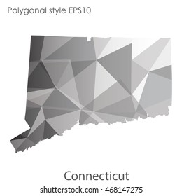 Connecticut state map in geometric polygonal style.Abstract gems triangle,modern design background. Vector illustration EPS10