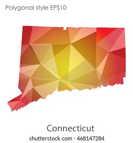 Connecticut state map in geometric polygonal style.Abstract gems triangle,modern design background. Vector illustration EPS10