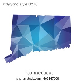 Connecticut state map in geometric polygonal style.Abstract gems triangle,modern design background. Vector illustration EPS10