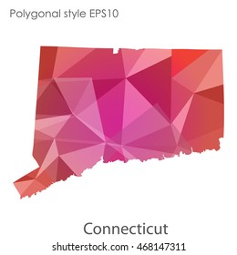 Connecticut state map in geometric polygonal style.Abstract gems triangle,modern design background. Vector illustration EPS10