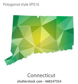 Connecticut state map in geometric polygonal style.Abstract gems triangle,modern design background. Vector illustration EPS10