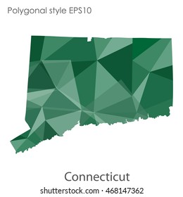 Connecticut state map in geometric polygonal style.Abstract gems triangle,modern design background. Vector illustration EPS10