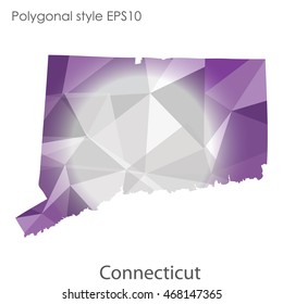 Connecticut state map in geometric polygonal style.Abstract gems triangle,modern design background. Vector illustration EPS10