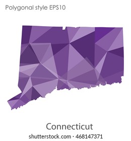 Connecticut state map in geometric polygonal style.Abstract gems triangle,modern design background. Vector illustration EPS10