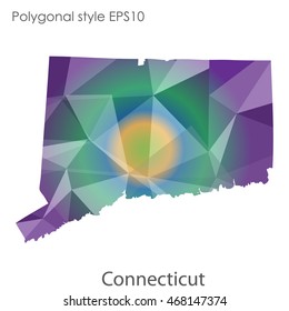 Connecticut state map in geometric polygonal style.Abstract gems triangle,modern design background. Vector illustration EPS10