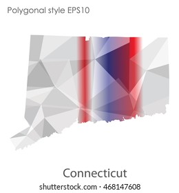 Connecticut state map in geometric polygonal style.Abstract gems triangle,modern design background. Vector illustration EPS10