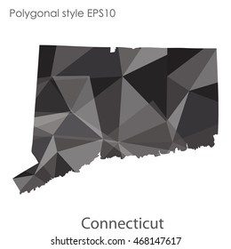 Connecticut state map in geometric polygonal style.Abstract gems triangle,modern design background. Vector illustration EPS10
