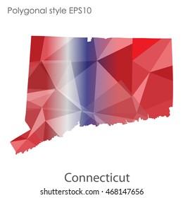 Connecticut state map in geometric polygonal style.Abstract gems triangle,modern design background. Vector illustration EPS10